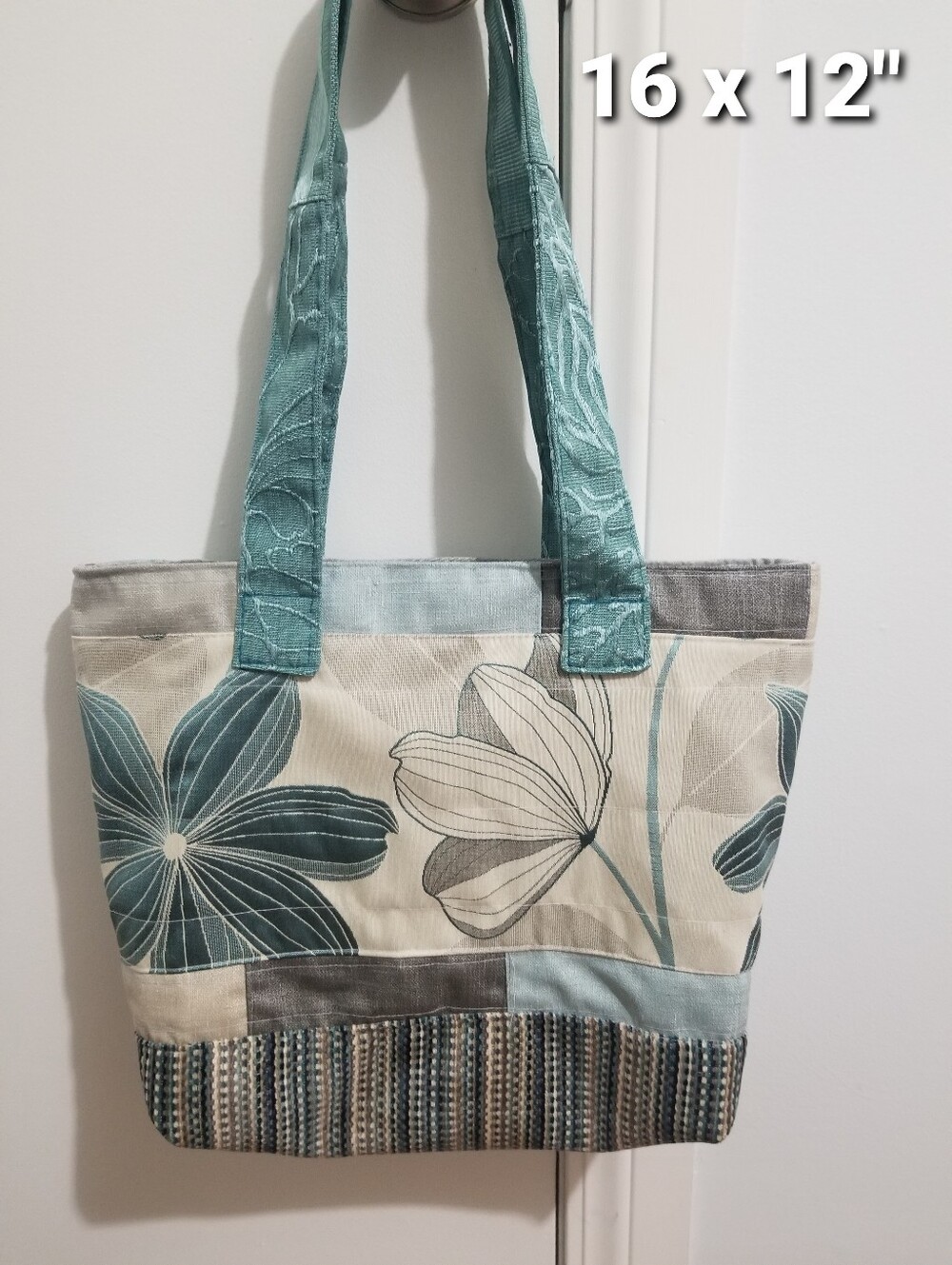 Shoulder tote bag teal grey handbag market purse, Handmade Nwtag